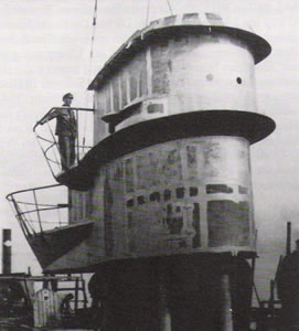 Torreta de un tipo VII en los Astilleros Kriegsmarine Werft (KMW).